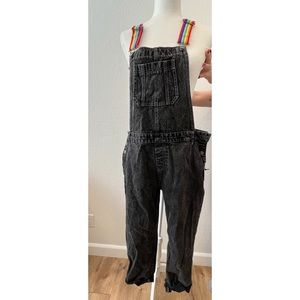 NWT Rainbow Strap Black Jean Overalls (F21)